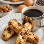 Weiche Schokoladen-Mandel-Biscotti auf einem Teller serviert
