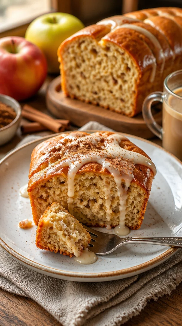 Zimt-Apfelbrot frisch gebacken mit Zimt und Äpfeln