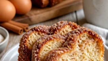 Frisches Zimt-Zucker-Brot auf einem Holzbrett