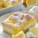 Zitrone Frischkäse Dump Cake mit 4 Zutaten auf einem Teller
