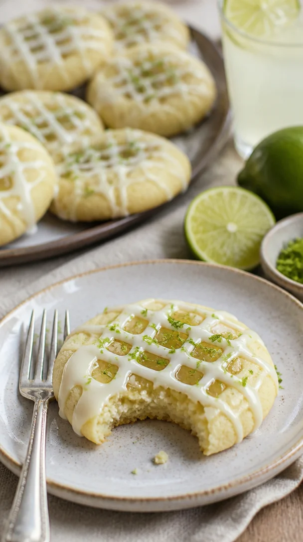 Almond Shortbread Keks mit Limettenfüllung auf einem Teller serviert