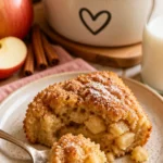 Apfel-Zimt-Tassenkuchen in einer Tasse serviert mit Zimt und Äpfeln