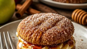 Apfelcider-Whoopie-Pie-Kekse auf einem Teller