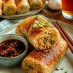 Knusprige asiatische Frühlingsrollen aus dem Airfryer, golden und lecker.