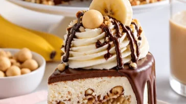 Bananensplit-Torte mit Bananen, Sahne und Schokolade
