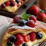 Beeren-Custard-Strudel mit frischen Beeren und cremigem Pudding