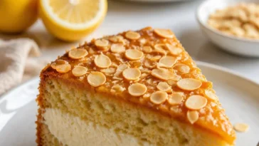 Bienenstich Kuchen mit Mandel-Topping und Vanillecreme-Füllung