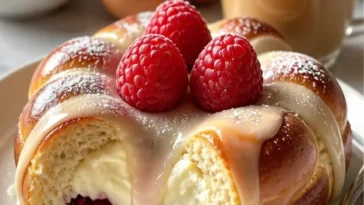 Blüten-Brioche mit Himbeercurrycreme, ein kreatives Gebäckrezept