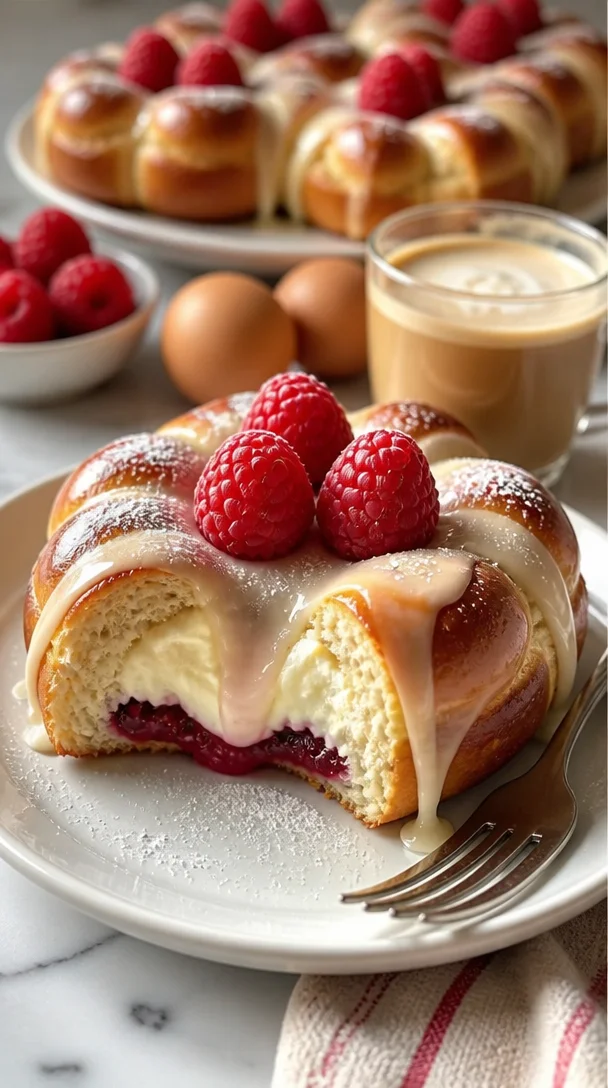 Blüten-Brioche mit Himbeercurrycreme, ein kreatives Gebäckrezept