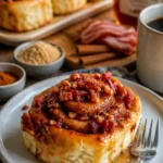 Bourbon-Ahornspeck-Zimtschnecken frisch aus dem Ofen