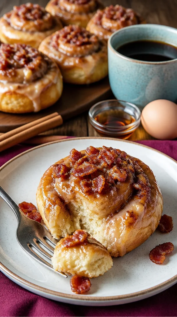 Bourbon-Ahornspeck-Zimtschnecken frisch aus dem Ofen