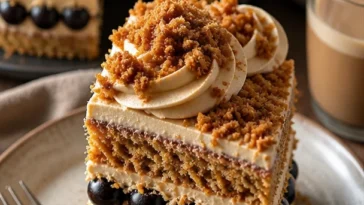 Köstlicher brauner Zuckerkuchen mit appetitlicher Glasur