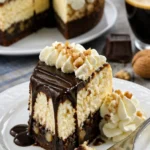 Brownie-Sundae-Kekse mit Eis und Kirschen auf einem Teller