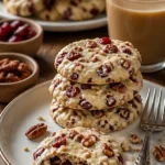 Cranberry-Pekannuss-Pralinenkekse auf einem Teller dekoriert