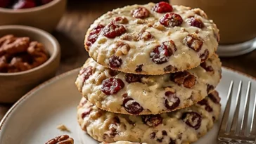 Cranberry-Pekannuss-Pralinenkekse auf einem Teller dekoriert
