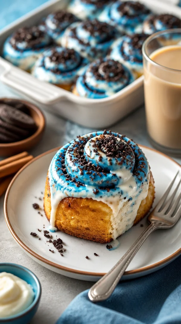 Cremige Oreo Zimtschnecken mit Sahne und Schokoladengeschmack