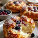 Dekadente dänische Karnevalsbrötchen mit Vanille-Käsekuchen-Füllung