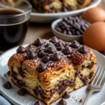 Dekadenter Schokoladen-Croissant-Auflauf frisch aus dem Ofen