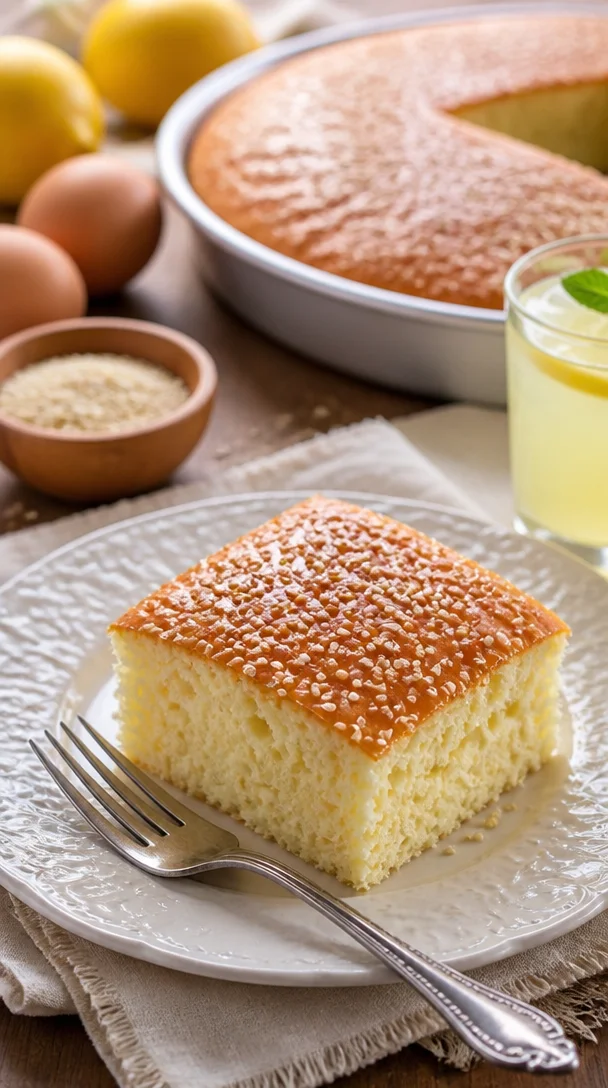 Zitronen-Mutterkuchen auf einem Tisch mit frischen Zitronen