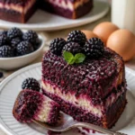 Saftiger Brombeer-Velvet-Kuchen mit frischen Beeren und samtiger Creme