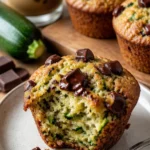 Dichte Schokoladenstückchen-Zucchini-Muffins frisch gebacken