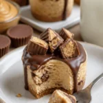 Leckere Mini-Erdnussbutter-Käsekuchen auf einem Teller