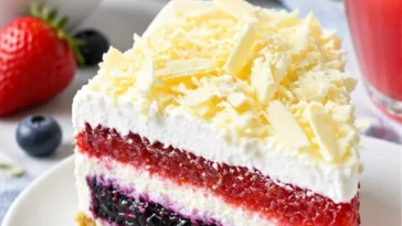 Einfache No-Bake Beeren-Käsekuchen-Dessert mit frischen Beeren und cremigem Käse