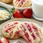 Verlockende Erdbeer-Crunch-Kekse auf einem weißen Teller