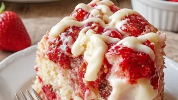 Erdbeer-Erdbeben-Kuchen mit frischen Erdbeeren und lockerem Teig