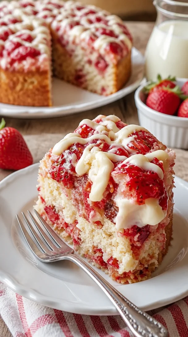 Erdbeer-Erdbeben-Kuchen mit frischen Erdbeeren und lockerem Teig