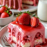 Erdbeer-Glasurkuchen mit frischen Erdbeeren und glänzender Glasur