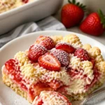 Erdbeer-Käsekuchen-Überlaufkuchen mit frischen Erdbeeren und reichhaltiger Käsemasse