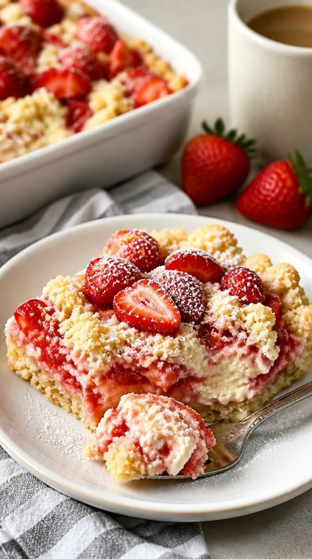 Erdbeer-Käsekuchen-Überlaufkuchen mit frischen Erdbeeren und reichhaltiger Käsemasse