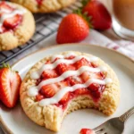 Erdbeer-Shortcake-Butterkekse mit frischen Erdbeeren und Sahne