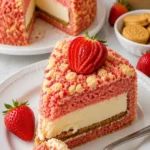 Erdbeer-Shortcake-Eiscreme-Kuchen mit knuspriger Crunch-Schicht