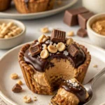 Erdnussbutter-Cheesecake-Pretzelbecher mit brezeliger Kruste und Erdnussbutterfüllung