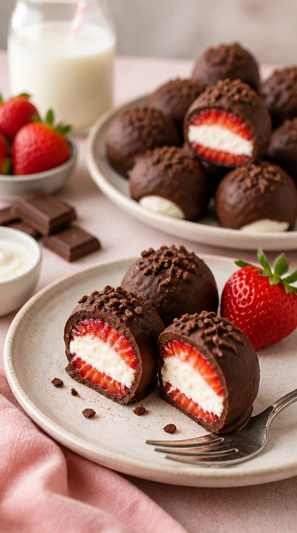 Gefrorene Erdbeer-Joghurt-Bites als erfrischender Snack für heiße Tage