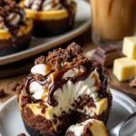 Gefüllte Brownie-Käsekuchen-Tasse, ein dekadenter Genuss aus Schokolade und Käsekuchen