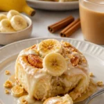 Leckere Bananenpudding-Rollen auf einem Teller serviert