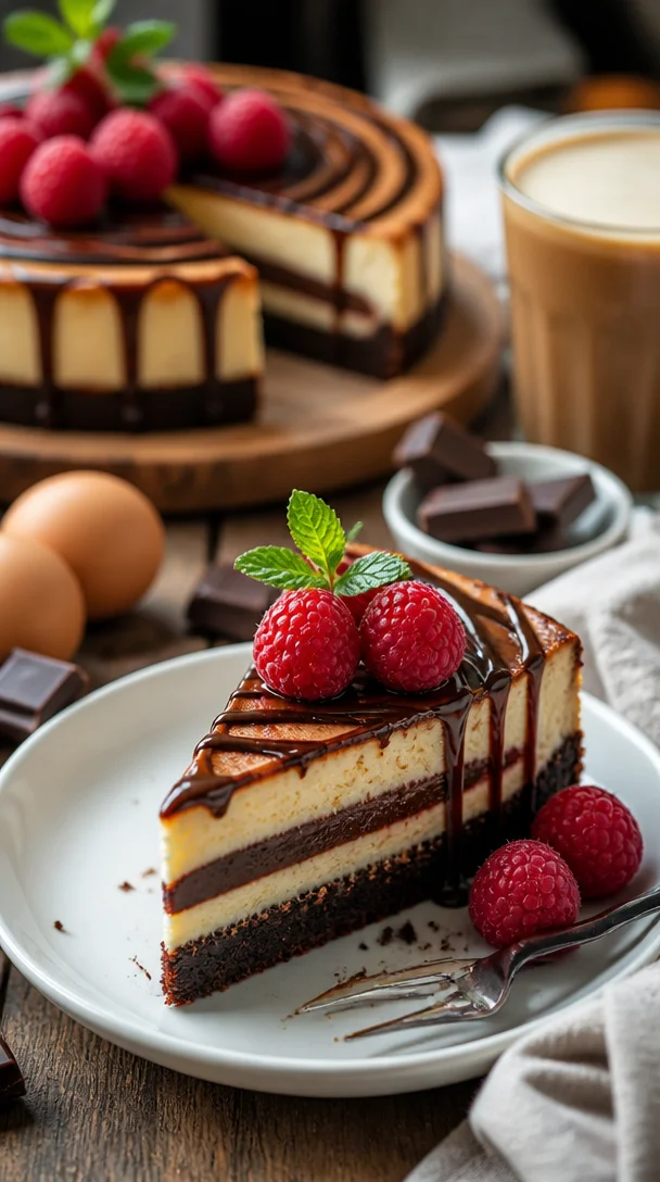 Cremiger Brownie-Käsekuchen mit Schokoladenteig und Käsefüllung