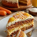 Hawaiianischer Karotten-Ananaskuchen mit Ananas und Karotten dekoriert
