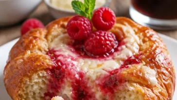Himbeer-Cremekäse-Croissants auf einem Teller