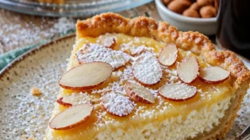 Italienische Mandel- und Ricotta-Torte mit Mandeln und Ricotta-Creme