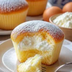 Japanische Baumwoll-Käsekuchen-Muffins auf einem Teller