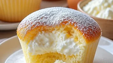 Japanische Baumwoll-Käsekuchen-Muffins auf einem Teller