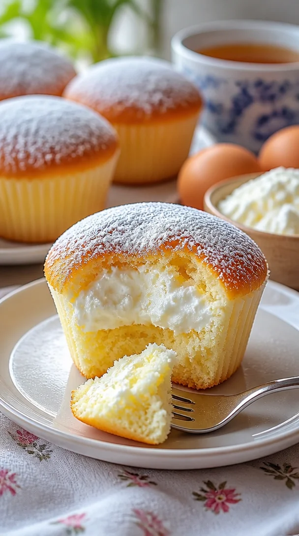 Japanische Baumwoll-Käsekuchen-Muffins auf einem Teller