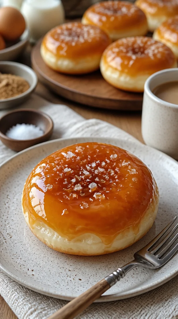 Karamellisierte Crème Brûlée Donuts frisch aus dem Ofen