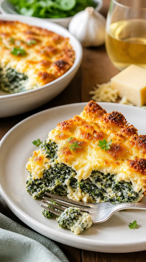 Italienischer Spinatauflauf mit Käse für gemütliche Nächte