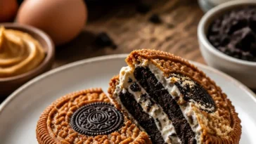 Leckerer Käsekuchen mit Keksen und frittierte Oreos, inspiriert von Omas Rezept
