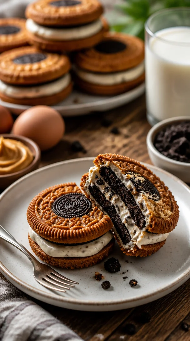 Leckerer Käsekuchen mit Keksen und frittierte Oreos, inspiriert von Omas Rezept